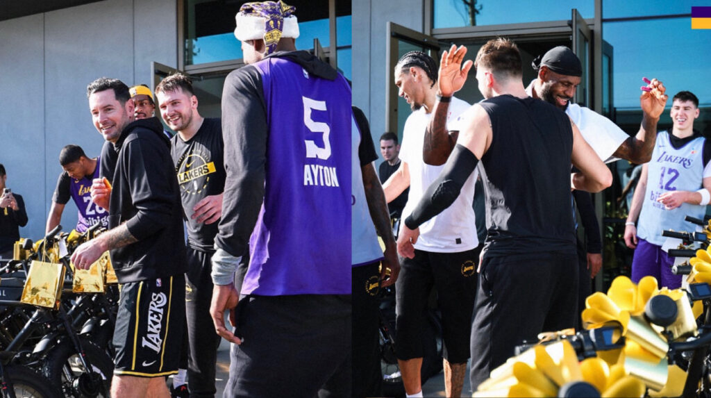 ドンチッチが“桁違い”の神対応 電動自転車100台超を仲間へサプライズ贈呈　八村塁も大興奮「これ俺の！」